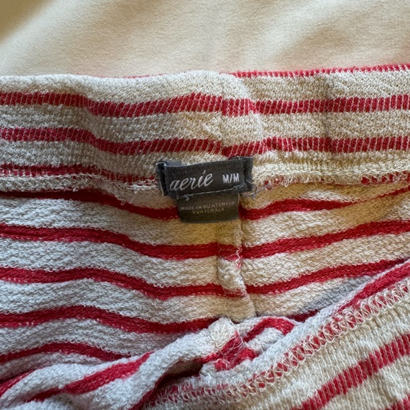 Aerie Striped Sleep Shorts size Medium Red Pajama Bottoms - Picture 2 of 2